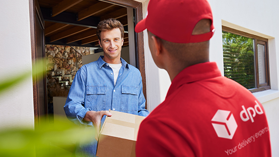 DPD driver delivering to am man at his door