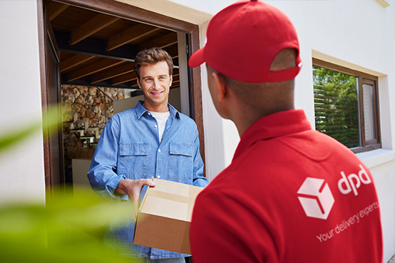 Parcel delivery to a man at his door