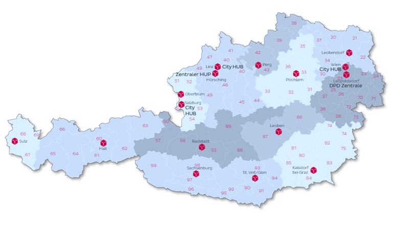 Österreich Landkarte mit primetime Depots