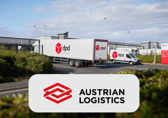 DPD LKWs und Austrian Logistics Logo