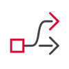 Redirection options icon in black and red
