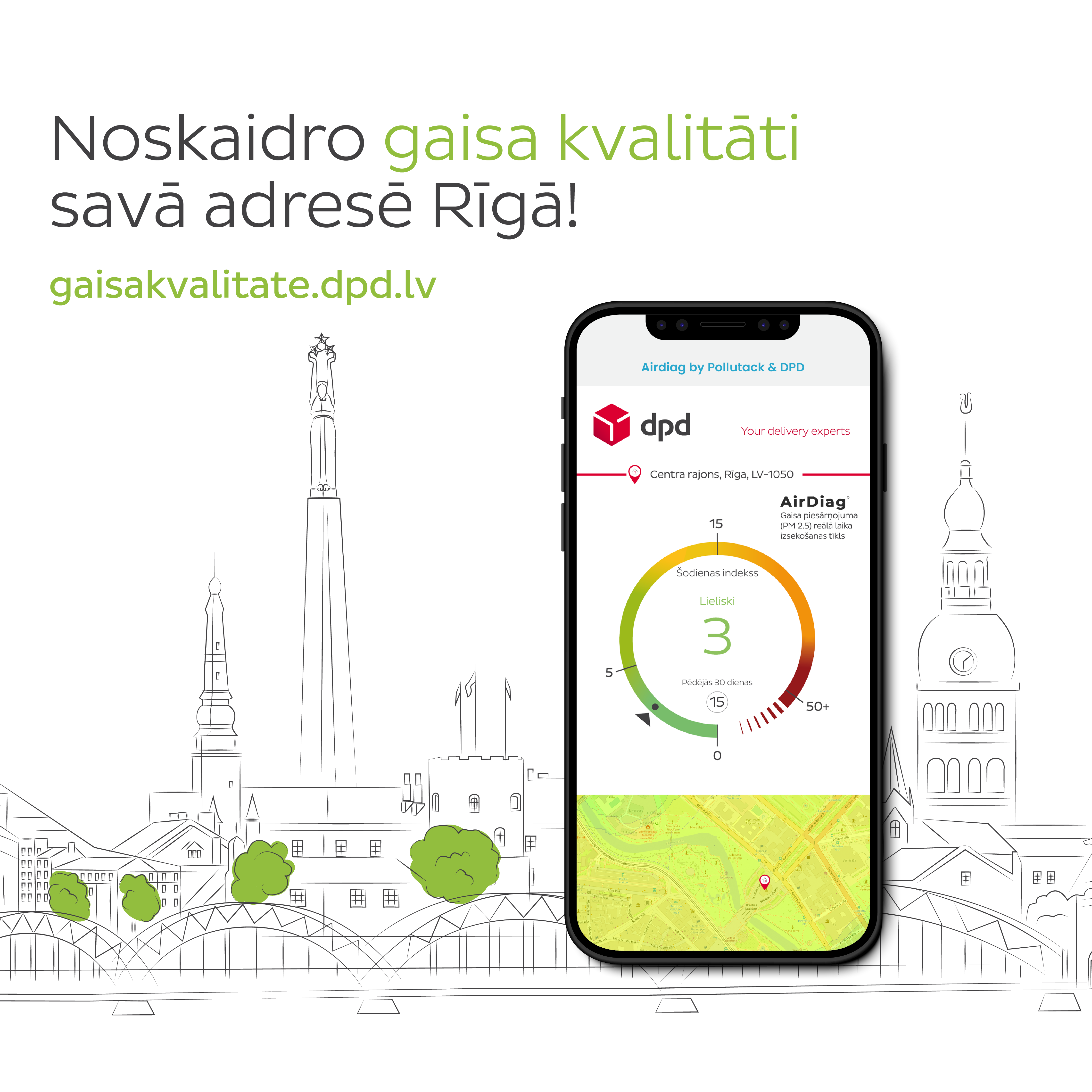 Noskaidro gaisa kvalitāti savā adresē Rīgā