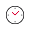 Clock icon in black and red
