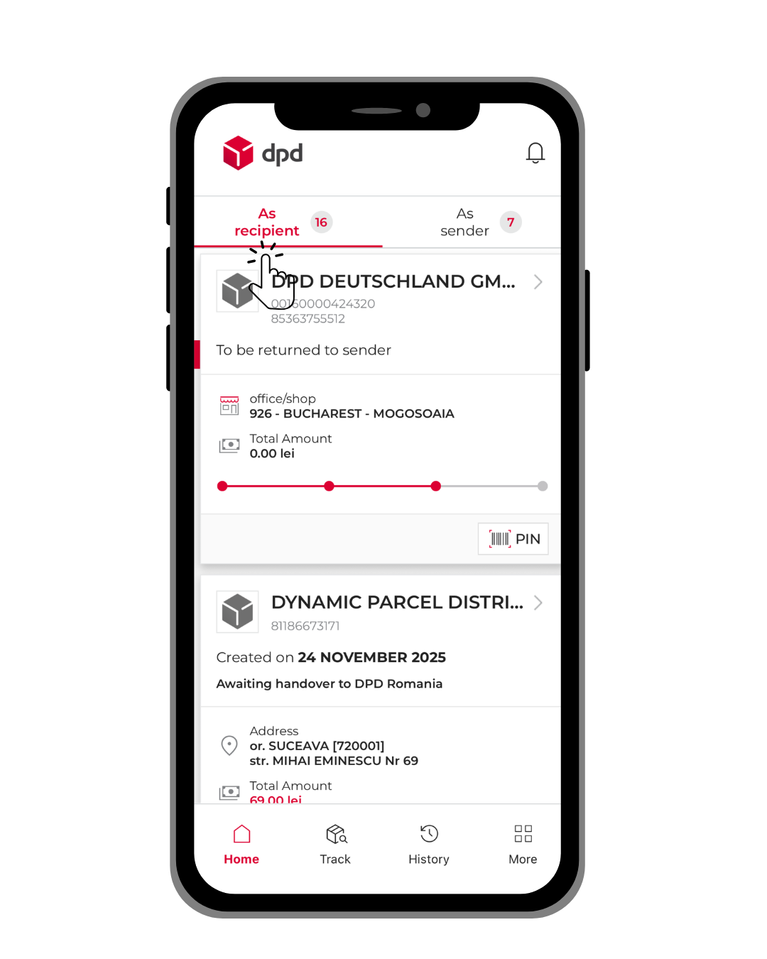 dashboard destinatar