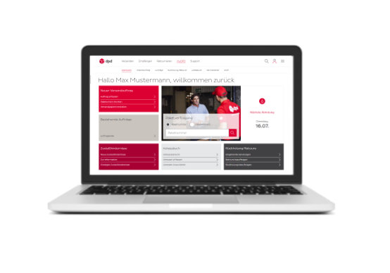 Laptop z otwartą stroną internetową DPD. Widok ekranu z bliska.