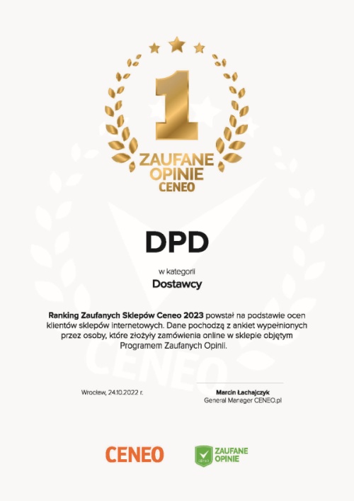 DPD Polska - 1 miejsce w rankingu Ceneo