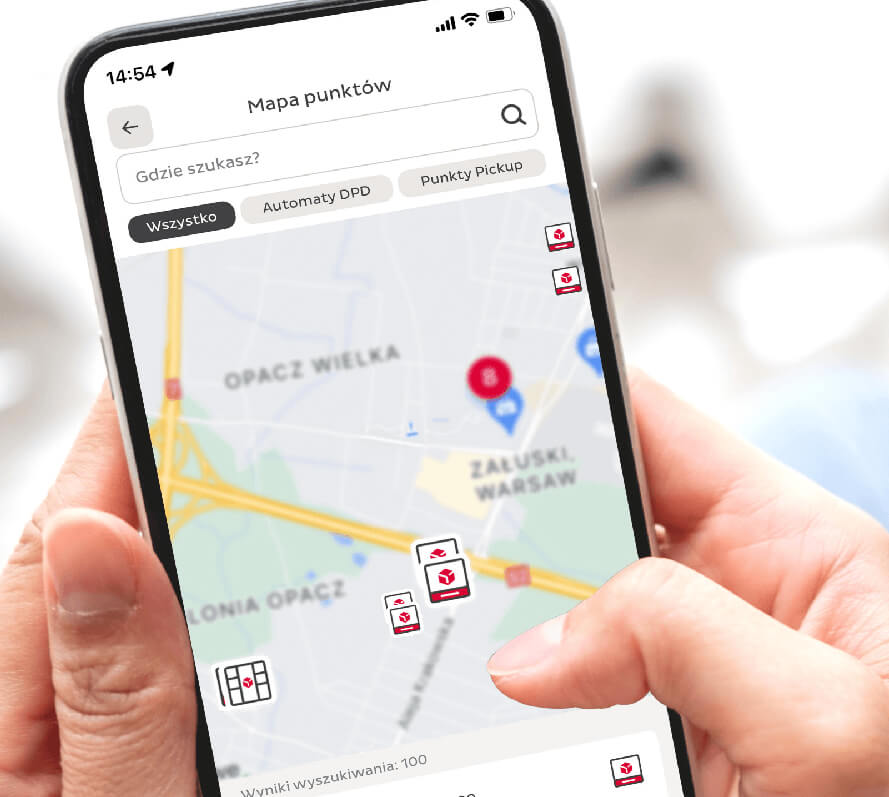 Aplikacja DPD Mobile - mapa punktów