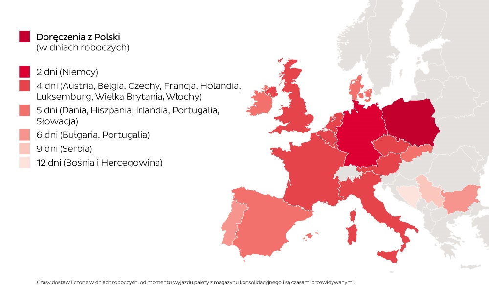 Mapa - Czas dostawy Twojej Palety w DPD