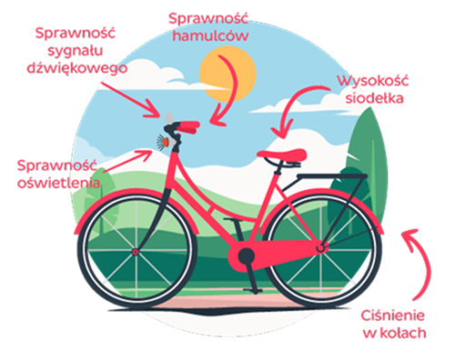 Rowerem z DPD - Grafika prezentująca poszczególne elementy roweru.