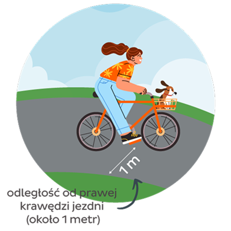 Rowerem z DPD - Grafika prezentująca odległość rowerzystki od krawędzi jezdni