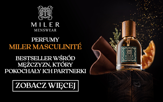 Miler Banner Strefa Promocja DPD Butelka perfum na tle korzeni, ziół na czarnym tle
