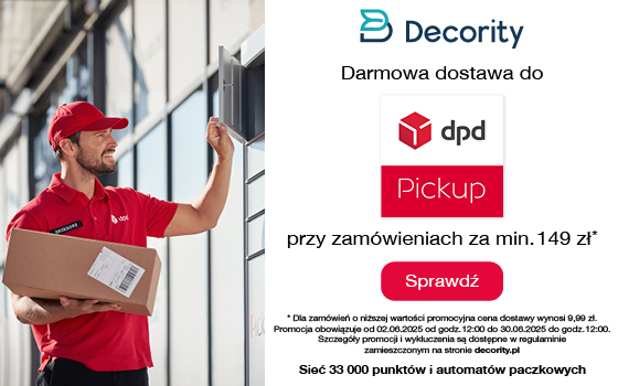 Decority Banner Strefa Promocji DPD Pickup kurier z paczką otwiera automat paczkowy DPD Pickup
