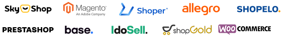 Logotypy różnych platform e-commerce