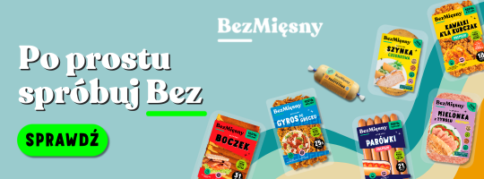 Bezmięsny Banner DPD Produkty wegetariańskie na szaroniebieskim tle
