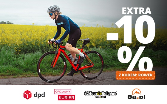 8a.pl DPD Banner Strefa Promocja Mężczyzna na rowerze przy polu extra -10% z kodem: ROWER