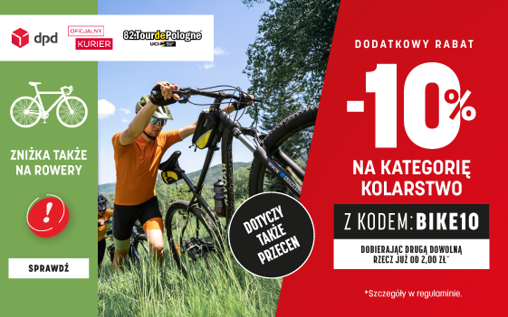 Martes banner Strefa Promocji DPD Męzczyzna wnosi rower pod górę 