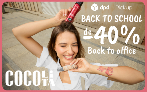 Cocolita banner strefa promocji DPD kobieta w brązowych włosach trzyma kosmetyki