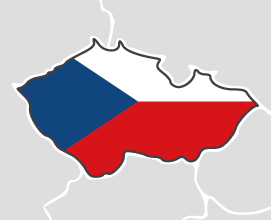 Czechy - - obrys państwa na mapie pokolorowany jego flagą