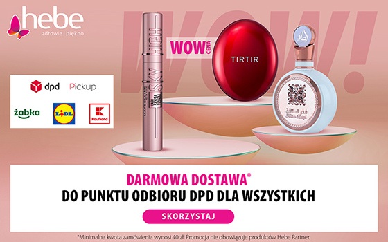 Hebe Banner Strefa Promocji DPD Kosmetyki na beżowym tle