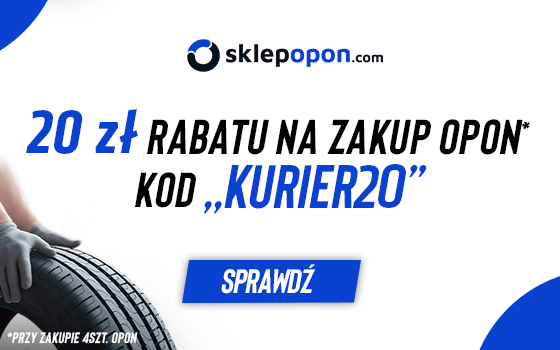 SklepOpon banner Strefa Promocji DPD 20zł rabatu na opony kod KURIER20 przy zakupie min 4szt opon