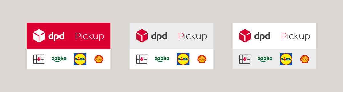 Belki z logiem DPD Pickup oraz logami sieci partnerskich: Żabka, Lidl, Shell