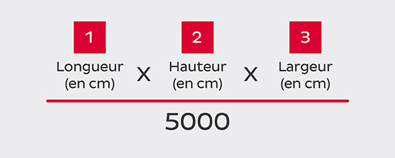Règle calcul poids volumétrique