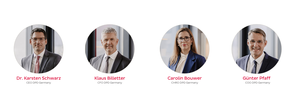 DPD management board Dr. Karsten Schwarz, Klaus Billeter, Carolin Bouwer, Günter Pfaff