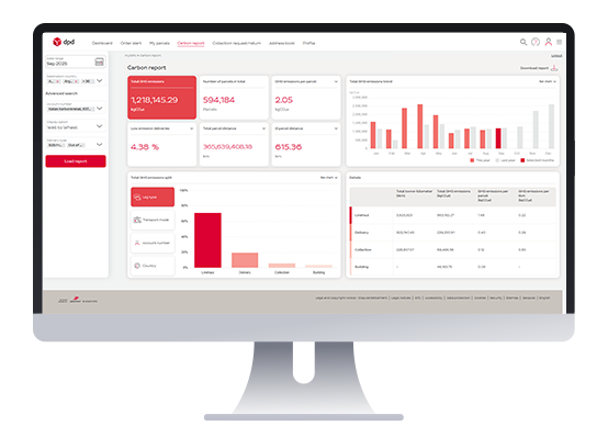 CO2-Report im myDPD Geschäftskundenportal Screenshot